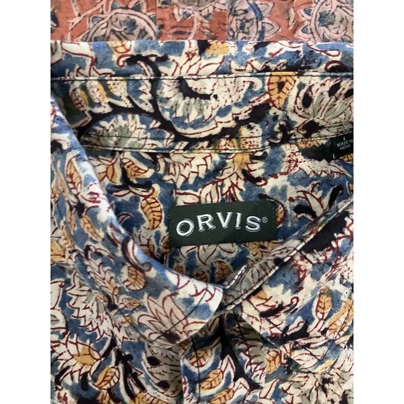 Orvis Shirt Mens L Kalamkari Block Printed Button Up Cotton Floral Paisley (2) - Picture 3 of 7
